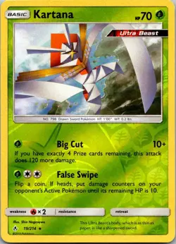 Kartana 19/214 Holo Rare Unbroken Bonds Pokemon Reverse Holo Near Mint - Image 1