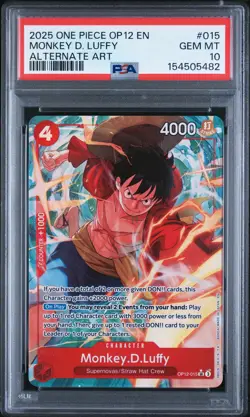 2025 ONE PIECE OP12-LEGACY OF THE MASTER ALTERNATE ART MONKEY D. LUFFY PSA 10 - Image 1