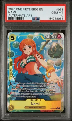 2026 ONE PIECE EB03 EXTRA BOOSTER HEROINES EDITION #053 NAMI ALT ART PSA 10 - Image 1