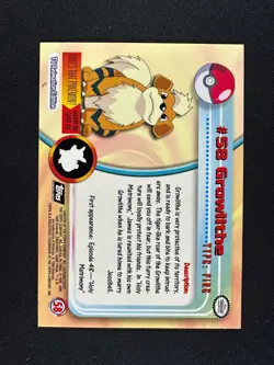 topps Pokemon TV Animation Series 1 Rainbow Foil #58 Growlithe - Image 2