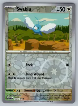 Swablu 152/182 Reverse Holo Common Paradox Rift Pokemon Pack Fresh Near Mint NM - Image 1