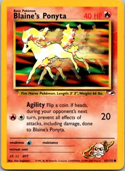 Blaine's Ponyta 63/132 Common Gym Heroes Pokemon Unlimited Near Mint - Image 1
