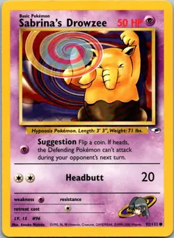 Sabrina's Drowzee 92/132 Common Gym Heroes Pokemon Unlimited Near Mint - Image 1