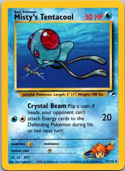 Misty's Tentacool 57/132 Uncommon Gym Heroes Pokemon Unlimited Near Mint - Image 1