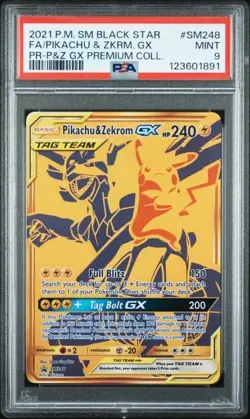 2021 Pokemon SM Black Star Pikachu & Zekrom GX FA SM248 PSA 9 Mint Promo - Image 1