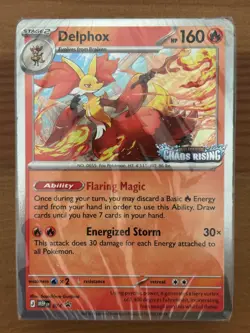 Delphox MEP074. Chaos Rising Pokemon TCG Prerelease Promo Sealed Cards - Image 1