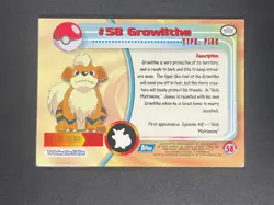 1999 Pokemon Topps Series 1 - Growlithe No. 58 Blue Label - Image 2