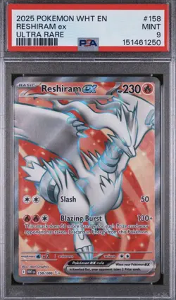 2025 Pokemon White Flare #158 Reshiram EX Ultra Rare PSA 9 MINT - Image 1