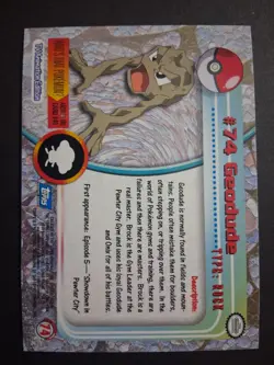LP #74 Geodude Pokemon 1999 Topps TV Animation Edition Series 1 Blue Logo - Image 2