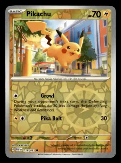 Pikachu 018/091 Common Paldean Fates Pokemon Reverse Holo Near Mint - Image 1