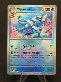 Vaporeon (Poke Ball Pattern) 022/131 Rare Prismatic Evolutions Pokemon Holo NM - Image 1