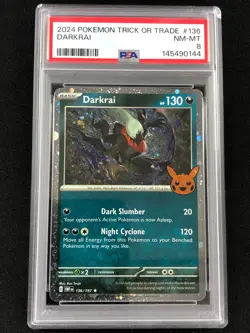 Pokemon 2024 Darkrai 136/197 Trick Or Trade PSA 8 - Image 1