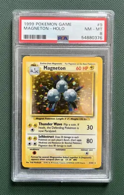 1999 POKEMON BASE SET SHADOWLESS #9 MAGNETON-HOLO PSA 8 - Image 1