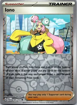 Iono 185/193 Uncommon Paldea Evolved Pokemon Reverse Holo Near Mint - Image 1