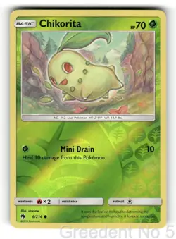 Chikorita 6/214 Common Lost Thunder Pokemon Reverse Holo Near Mint - Image 1