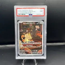 Pokemon 2025 Team Rockets Meowth Illustration Destined Rivals 203/182 PSA 9 - Image 1