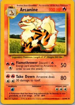 ARCANINE 23/102 UNCOMMON BASE SET UNLIMITED POKEMON LP - Image 1