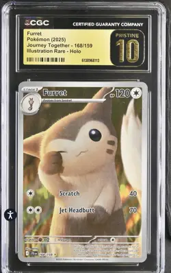 CGC 10 PRISTINE Furret 168/159 Journey Together Illustration Rare Pokemon Card - Image 1