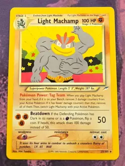 Pokemon: Neo Destiny: Unlimited Light Machamp: Lightly Played Condition - Image 1