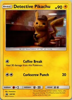 Detective Pikachu - SM190 Holo Promo Sun & Moon Promo Pokemon Holo Near Mint - Image 2