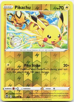 Pikachu 049/195 Common Silver Tempest Pokemon Reverse Holo Near Mint - Image 1