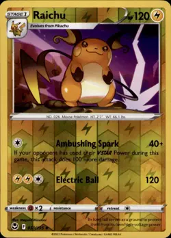 Raichu 050/195 Uncommon Silver Tempest Pokemon Reverse Holo Near Mint - Image 1
