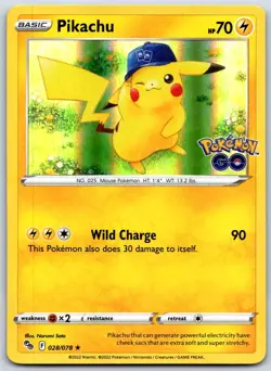 Pikachu (28) Holo Rare Pokemon GO 028/078 NM - Image 1