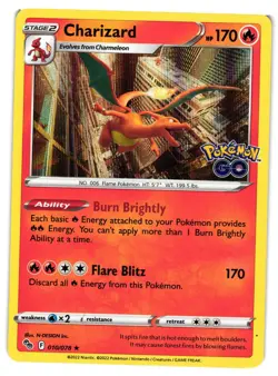 Pokemon TCG Charizard 010/078 Pokemon GO Holo VLP - Image 1