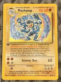 Pokemon TCG Machamp Holo Rare 1st Edition Base Set 8/102 LP WOTC vintage - Image 1