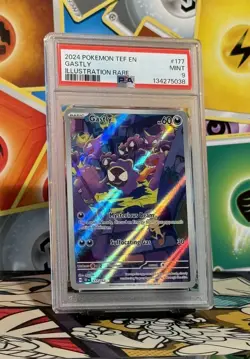 Pokemon SV05 Temporal Forces Gastly 177/162 Illustration Rare Holo PSA 9 - Image 1