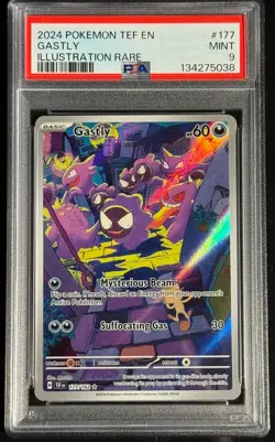 Pokemon SV05 Temporal Forces Gastly 177/162 Illustration Rare Holo PSA 9 - Image 3
