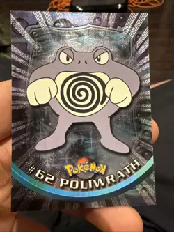 1999 Topps Pokemon TV Animatio POLIWRATH #62 Texture Holo Silver Foil Black Logo - Image 1