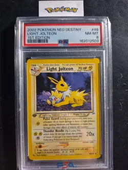 First Edition 2002 Pokemon Neo Destiny 48/105 Light Jolteon PSA NM-MT 8 - Image 1