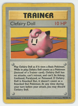 Clefairy Doll 70/102 Shadowless Rare Unlimited Base Set Pokemon Card 1999 - Image 1