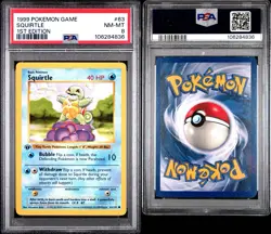 1st Edition Shadowless Squirtle PSA 8 Pokemon Card WOTC 1999 63/102 NM - Image 3