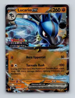 3 Card Lucario ex 051 Pokemon Prismatic Evolutions RR Stamped Promo NM+ Lot - Image 1