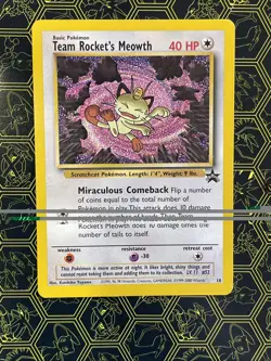 Pokemon TCG Team Rockets Meowth #18 Black Star Promo Card 2000 A - Image 1