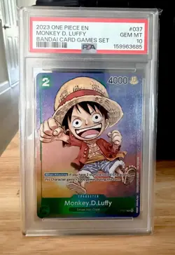 2023 ONE PIECE PROMOS BANDAI CARD GAMES SET #037 MONKEY D. LUFFY PSA 10 - Image 1