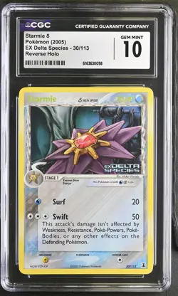 STARMIE 30/113 REVERSE HOLO EX DELTA SPECIES POKEMON CGC 10 GEM MINT - Image 1