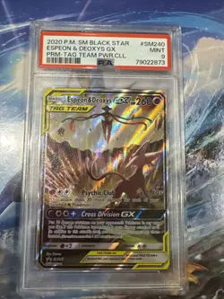 Pokemon TCG Espeon & Deoxys GX SM240 Black Star Promo Holo Card PSA 9 - Image 1