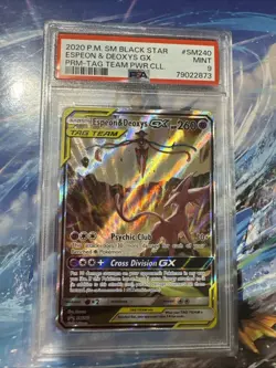 Pokemon TCG Espeon & Deoxys GX SM240 Black Star Promo Holo Card PSA 9 - Image 2