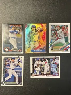 Shohei Ohtani Lot Of 5 Topps 2021-25 Base Inserts Dodgers #1 #144 #500 - Image 1