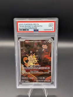 PSA 9 MINT Team Rocket's Meowth #203/182 Illustration Rare | Destined Rivals - Image 1
