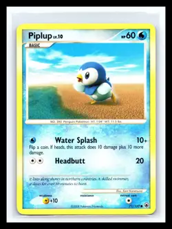 💥 Piplup Pokemon TCG 2008 (Stormfront) Non Holo Vintage Card # 71/100 - Image 1