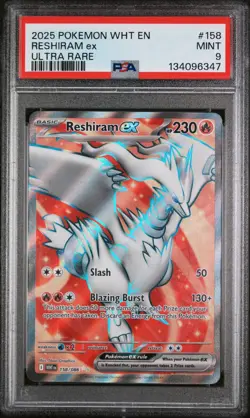 2025 Pokemon White Flare #158 Reshiram EX Ultra Rare PSA 9 MINT - Image 1
