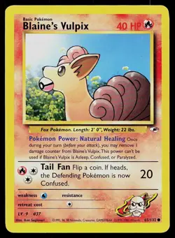 Pokemon Card Gym Heroes Blaine's Vulpix 65/132 Unlimited Common - Image 1