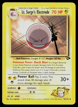 Pokemon Card Gym Challenge Lt. Surge's Electrode 52/132 Uncommon - Image 1