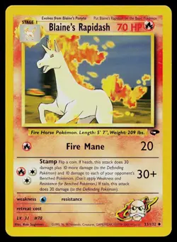 Pokemon Card Gym Challenge Blaine's Rapidash 33/132 Unlimited Uncommon - Image 1