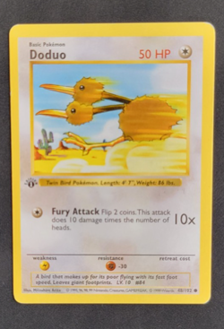 Pokemon Card Doduo Shadowless 1st Edition Base Set Common 48/102 HP - Image 1