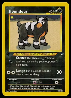 Pokemon Card - Houndour Neo Destiny 43/105 1st Edition Uncommon - Image 1